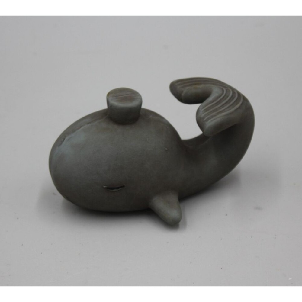 Rubber Whale Kids Toy 4" Baby Bath Toy Teether (STAINED) Dark Gray HTF Infant
